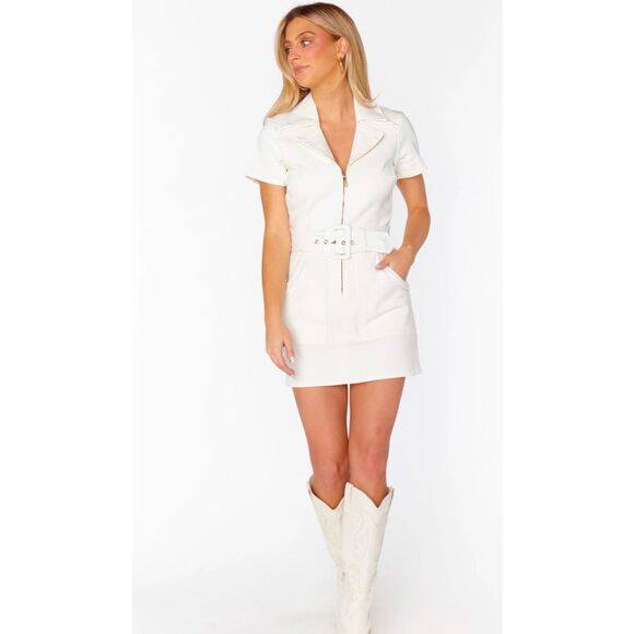 Show Me Your MUMU Outlaw Dress in Pearly White  NEW NWT - Picture 2 of 9